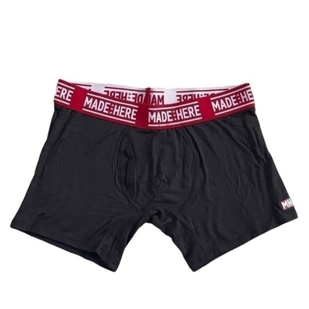 MADE HERE All American Black Red Viscose Rayon Spandex Boxer Brief Mens Sz S New